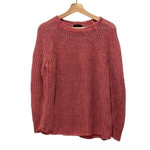 J. Crew Pink Open-Knit Relaxed Fit Linen Beach Pullover Sweater Women Medium